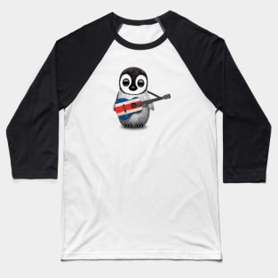 Baby Penguin Playing Costa Rican Flag Guitar Baseball T-Shirt